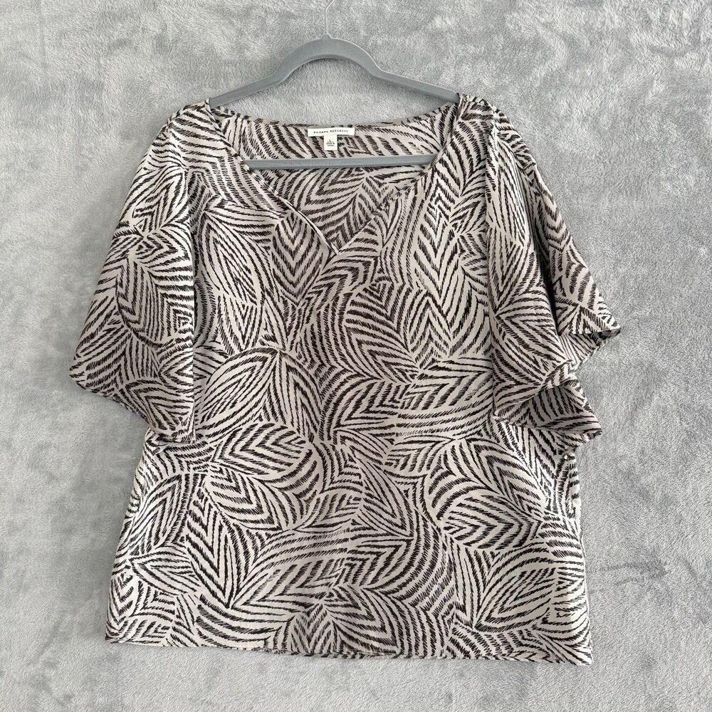 Banana Republic Silk Tunic Top Womens L Batwing Sleeve Ethnic Print Boho